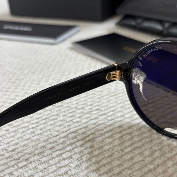 CHANEL Black and Gold Sunglasses with Case - Picture 10 of 12